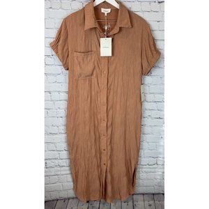 NWOT BOHME Womens' Joline Peach Short Sleeve Midi Dress Size Large